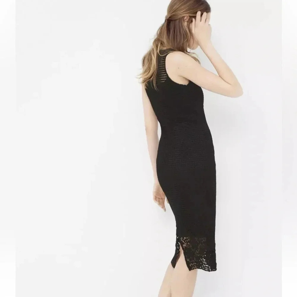 White House Black Market Black Chic Crochet Lace Whimsigoth Midi Dress Size 2 - Picture 3 of 11